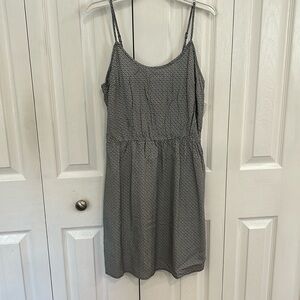 Beautiful Fit & Flare Black and White pattern print mini dress, cami neckline.